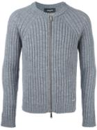 Dsquared2 Ribbed Zip-up Cardigan, Men's, Size: Medium, Grey, Polyester/wool
