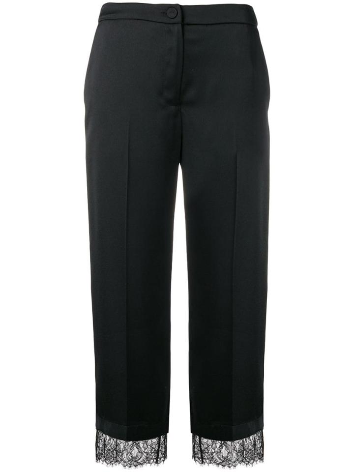 Twin-set Lace Hem Cropped Trousers - Black