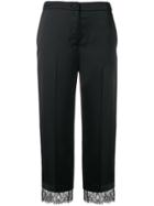 Twin-set Lace Hem Cropped Trousers - Black