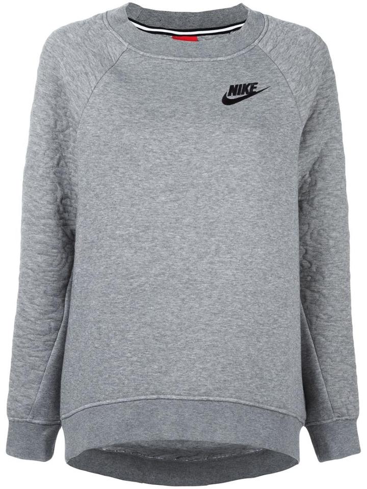 Nike Logo Embroidered Sweatshirt, Women's, Size: Small, Grey, Cotton/polyester/viscose
