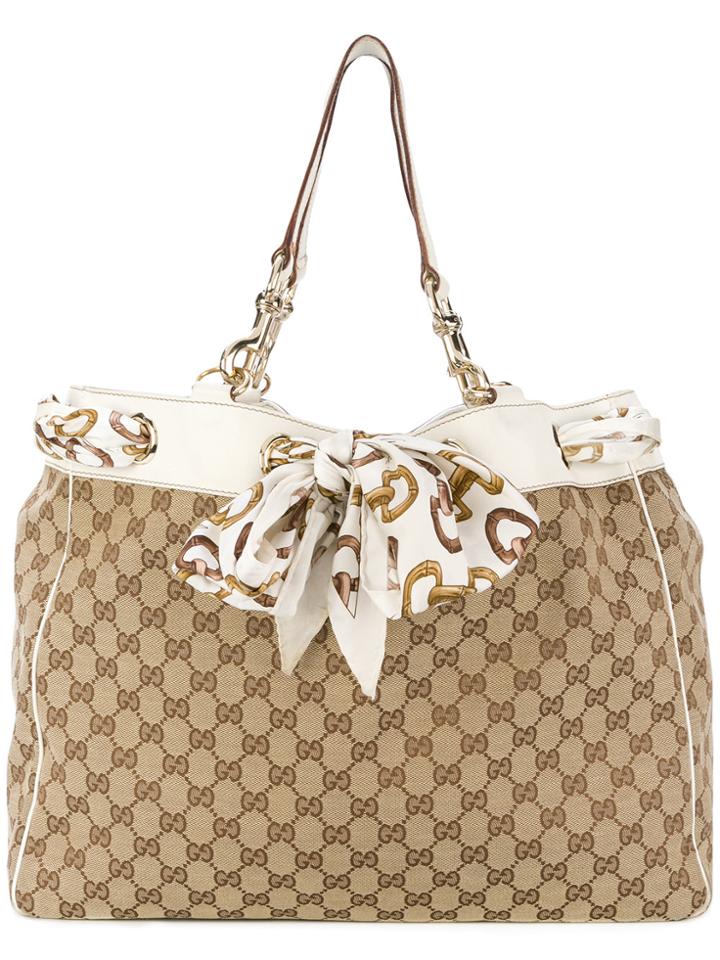 Gucci Vintage Horsebit Scarf Tote - Brown
