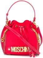 Moschino Logo Bucket Shoulder Bag, Women's, Red