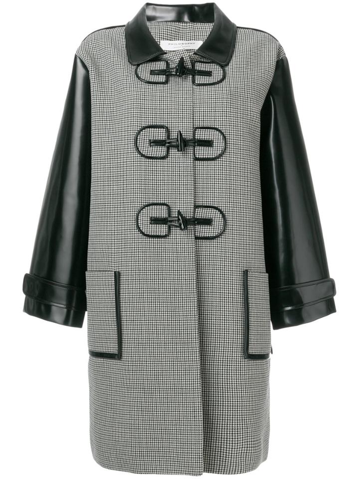 Philosophy Di Lorenzo Serafini Gingham Print Panelled Coat - Black