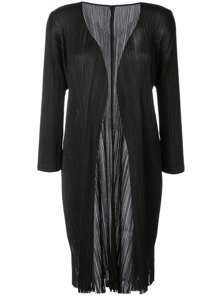 Fringed Coat - Women - Polyester - 2, Black, Polyester, Pleats Please By Issey Miyake