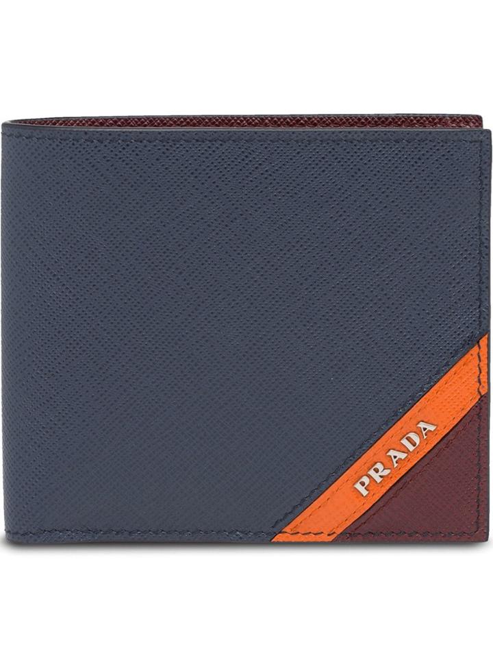Prada Colour-block Logo Wallet - Blue
