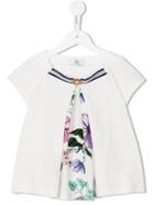 Young Versace - Floral Pleated Top - Kids - Cotton/spandex/elastane - 6 Yrs, White