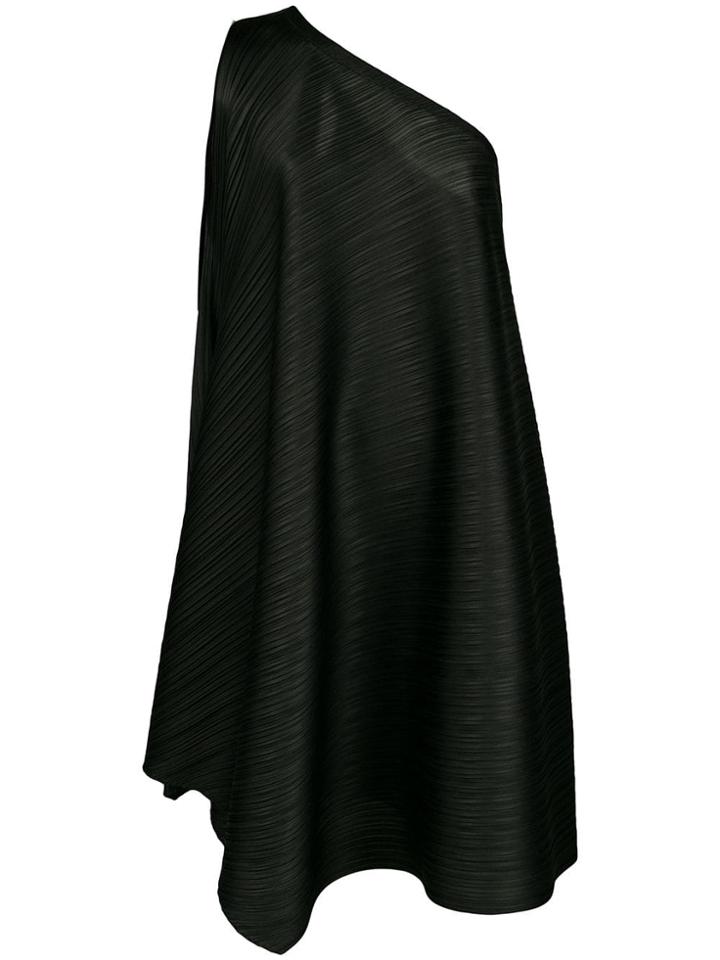 Pleats Please By Issey Miyake Micro Pleated One Shoulder Dress - Black
