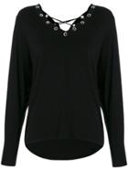 Just Cavalli Eyelet Neckline Sweater - Black