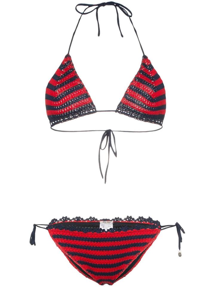 Miu Miu Crocheted Triangle Bikini Set - Red