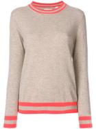 Chinti & Parker Stripe Trim Jumper - Brown