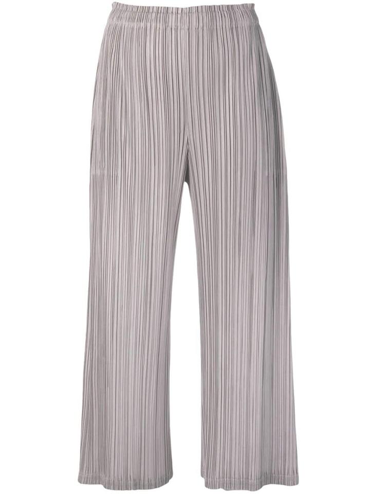 Pleats Please By Issey Miyake Flare Pleated Trousers - Grey