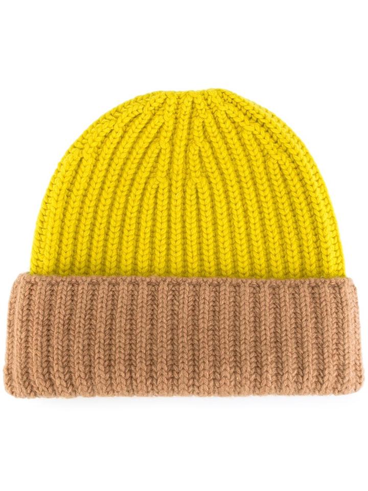 Danielapi Ribbed Folded Beanie - Yellow & Orange