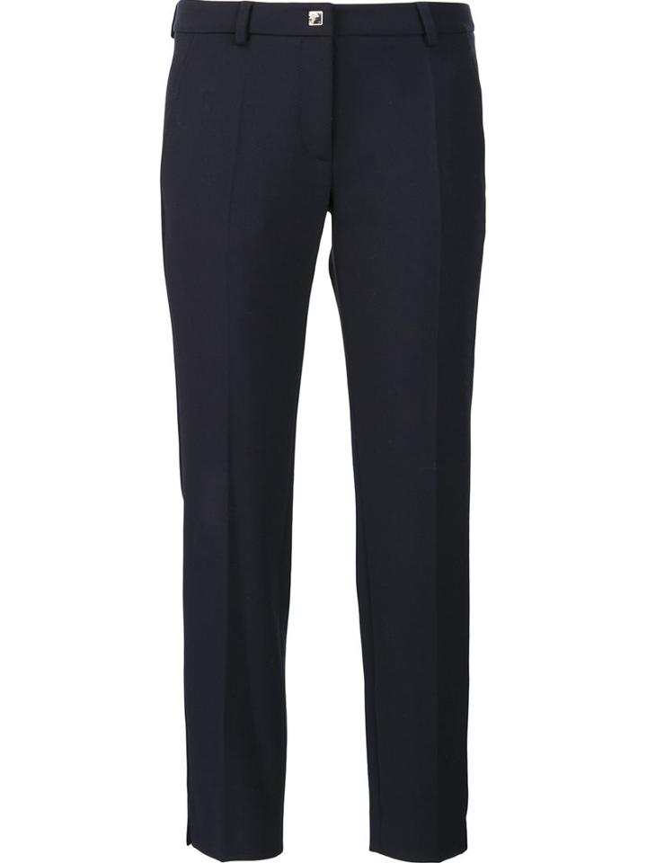 Versace Collection Tailored Cropped Trousers, Women's, Size: 40, Blue, Cotton/polyester/spandex/elastane/viscose