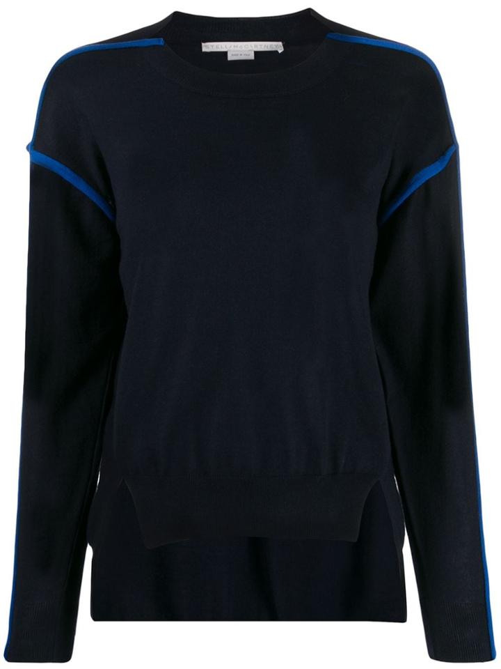 Stella Mccartney Contrast-seam High-low Sweater - Blue