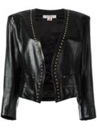 Yves Saint Laurent Vintage Studded Trim Leather Jacet, Women's, Size: 36, Black