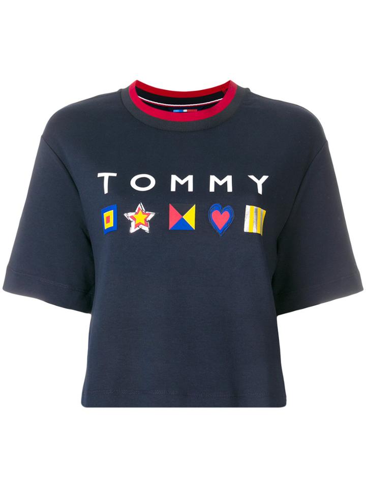 Tommy Hilfiger Cropped Logo T-shirt - Blue