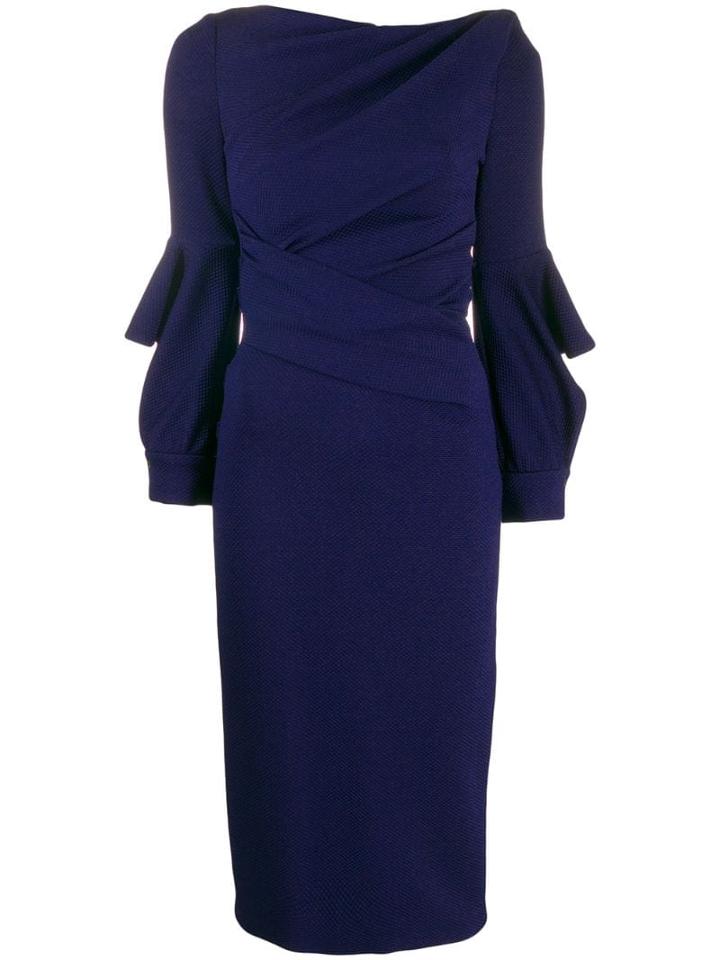 Talbot Runhof Wrap-style Fitted Dress - Blue