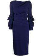Talbot Runhof Wrap-style Fitted Dress - Blue