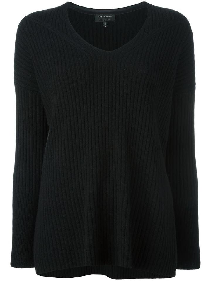 Rag & Bone V-neck Jumper, Women's, Size: Small, Black, Cashmere