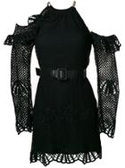 Self-portrait Belted Halterneck Dress - Black