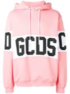Gcds Logo Print Panelled Hoodie - Pink