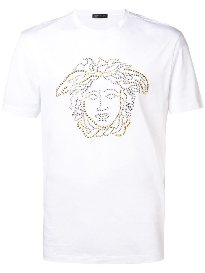 Versace Collection Medusa Stud-embellished T-shirt - White