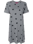 Mcq Alexander Mcqueen Flocked Swallow Dress - Grey