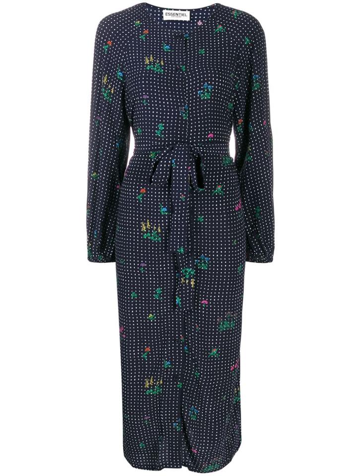 Essentiel Antwerp Tata Dotted Shirt Dress - Blue