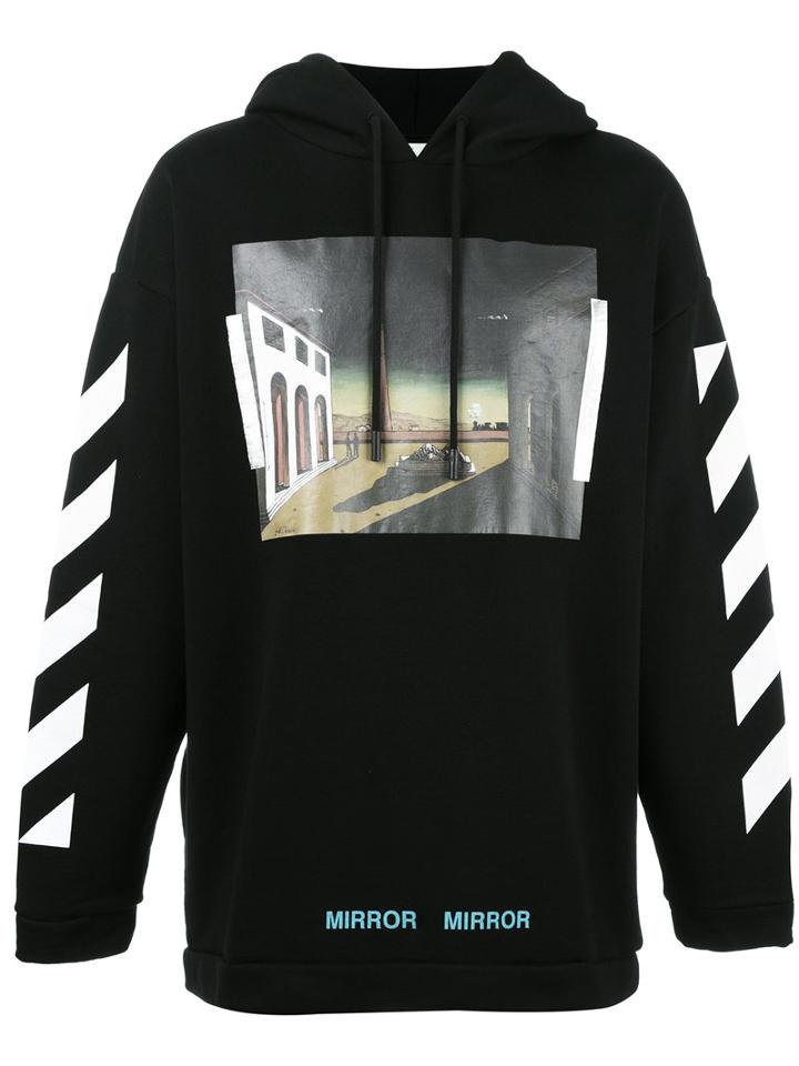 Off-white Striped Sleeves Hoodie, Men's, Size: Small, Black, Cotton