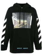 Off-white Striped Sleeves Hoodie, Men's, Size: Small, Black, Cotton