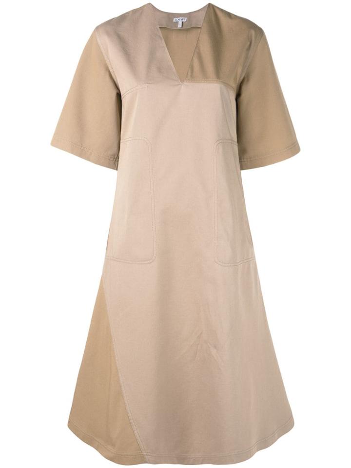 Loewe Panelled A-line Dress - Brown