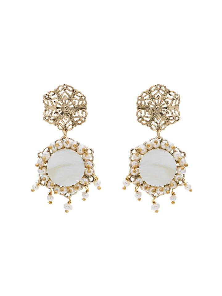 Rosantica Corte Earrings With Pearl - Metallic
