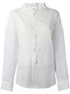 Y's - High Neck Dots Shirt - Women - Cotton/tencel - 1, Women's, White, Cotton/tencel