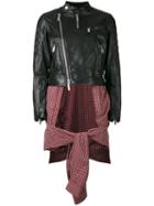 Dsquared2 - Check Cape Biker Jacket - Women - Cotton/calf Leather/viscose - 42, Women's, Black, Cotton/calf Leather/viscose
