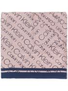 Calvin Klein Bordered Monogram Scarf - Blue