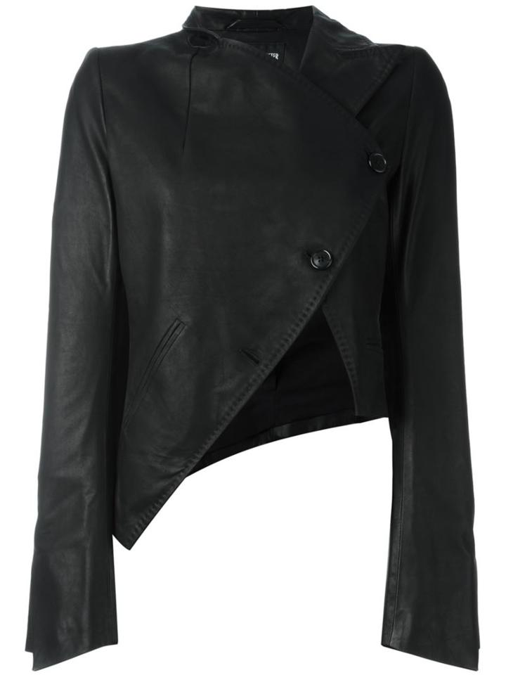 Ann Demeulemeester Asymmetric Jacket, Women's, Size: 38, Black, Leather/cotton/viscose