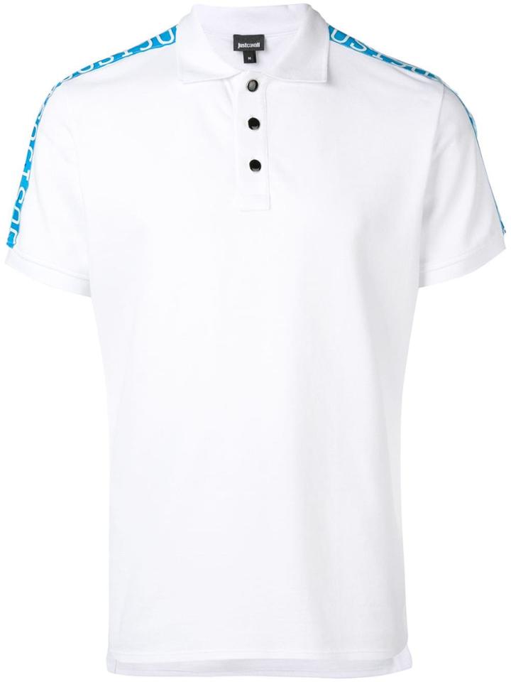 Just Cavalli Branded Stripe Polo Shirt - White