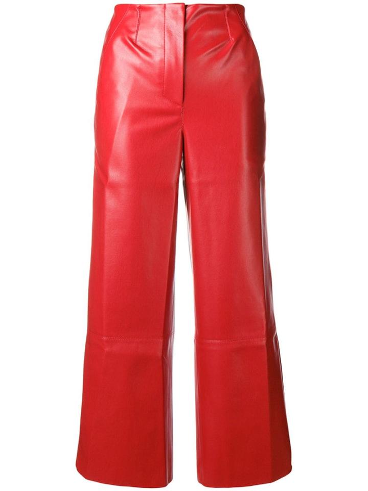 Nanushka Faux Leather Cropped Trousers - Red