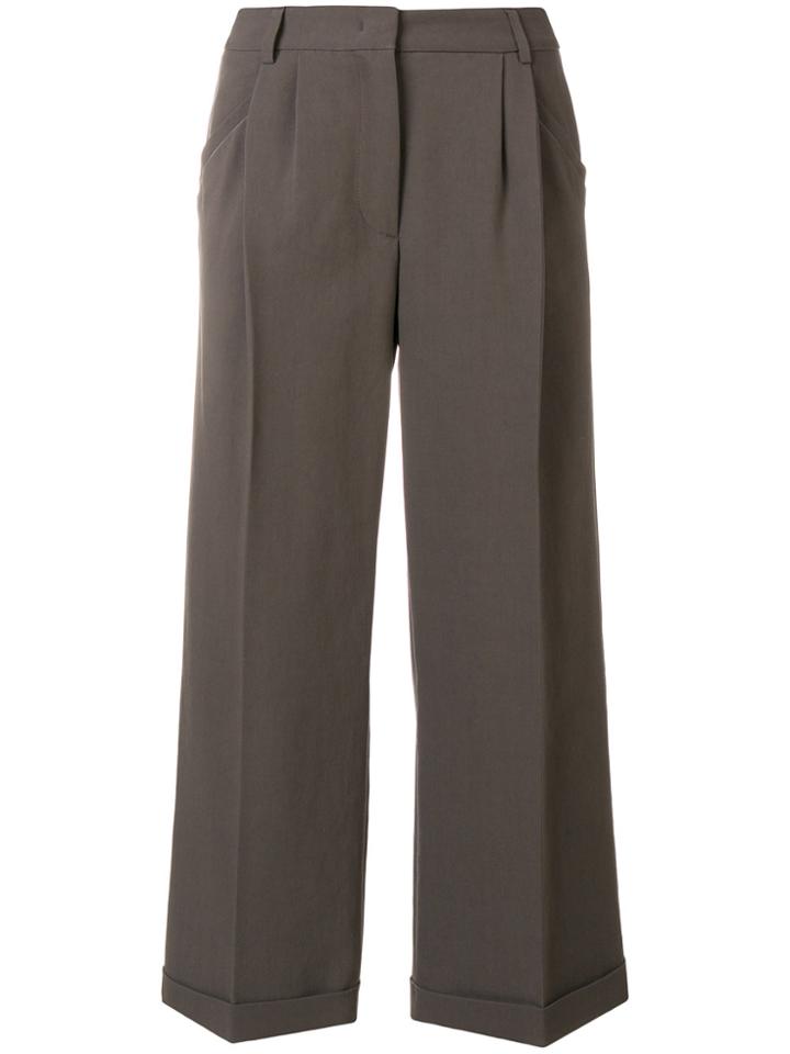 Fabiana Filippi Cropped Wide Leg Trousers - Brown