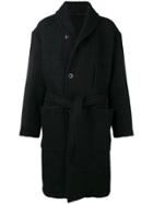 Lemaire Belted Single-breasted Coat - Black