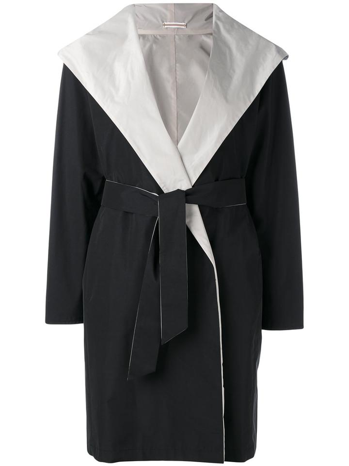 Max Mara - Hooded Belt Coat - Women - Cotton/polyester - 46, Blue, Cotton/polyester