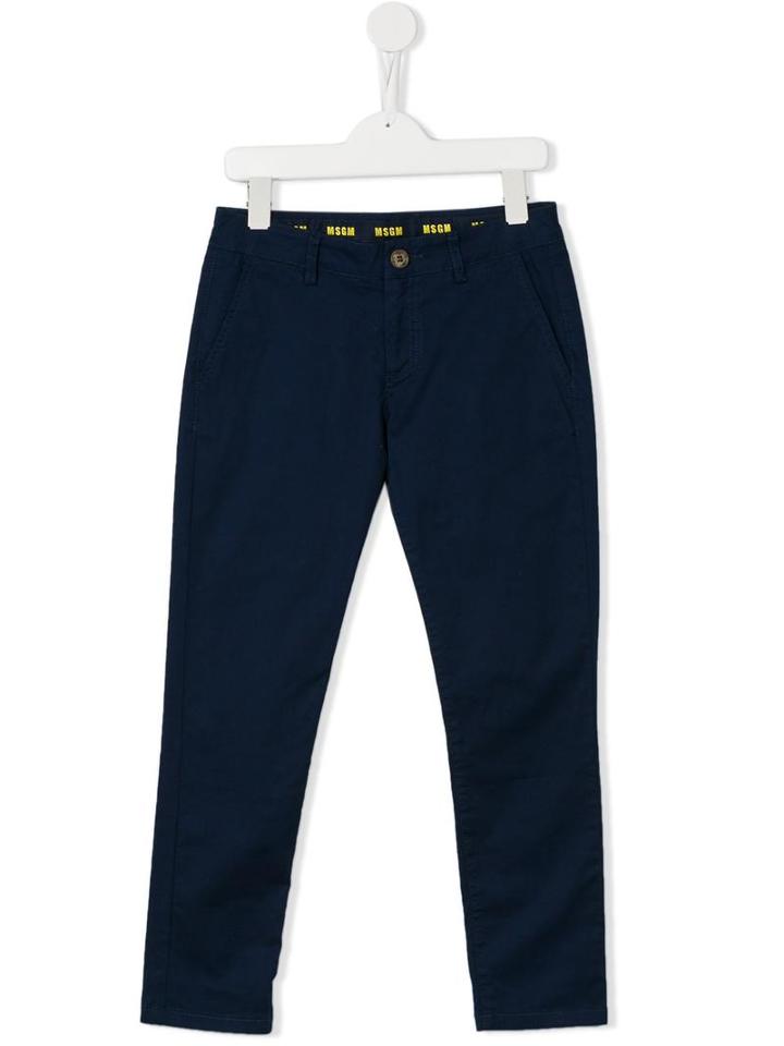Msgm Kids Classic Chino Trousers, Boy's, Size: 10 Yrs, Blue