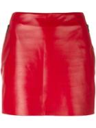 Barbara Bui Mini Leather Skirt, Women's, Size: 38, Red, Lamb Skin/calf Hair/polyester