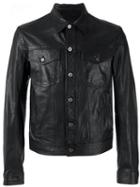 Just Cavalli Button-up Leather Jacket, Men's, Size: 46, Black, Calf Leather