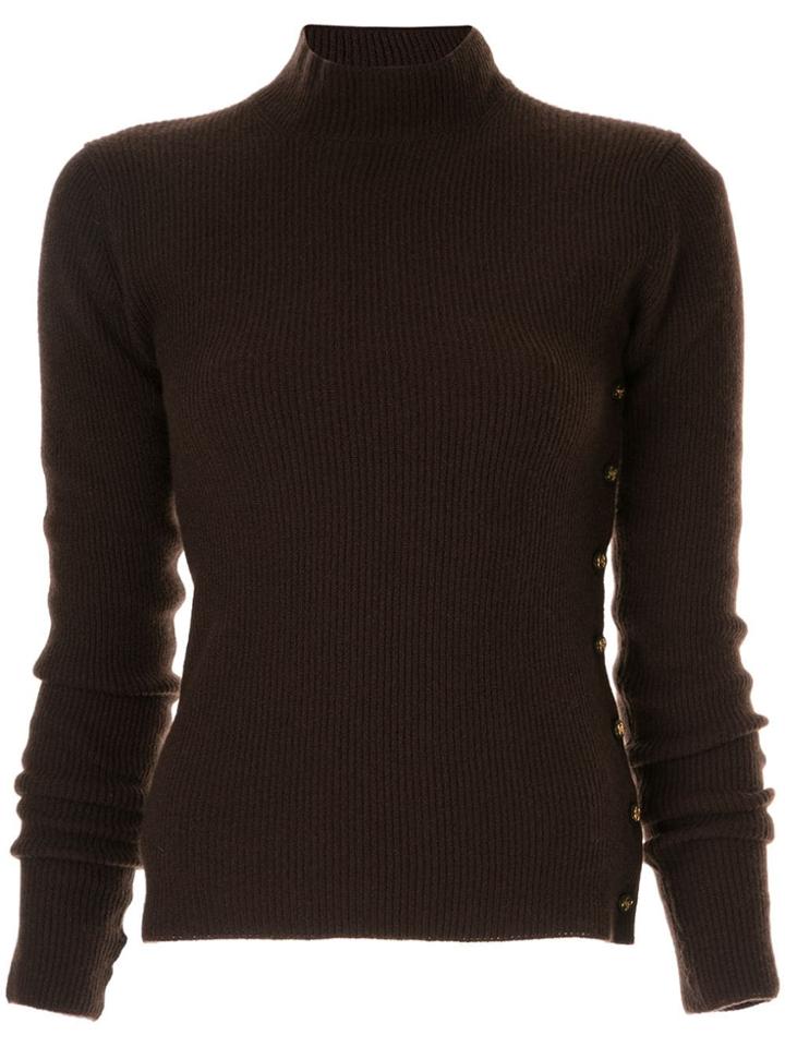 Chanel Pre-owned Cashmere Ribbed Knit Top - Brown