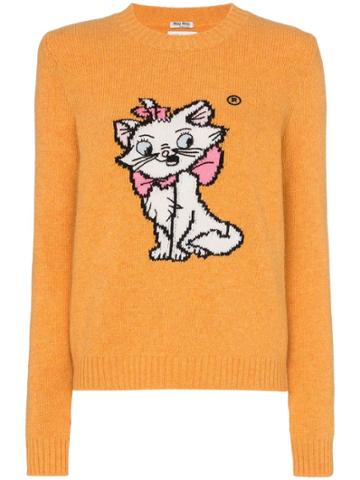 Miu Miu Long Sleeve Aristocats Intarsia Jumper - Orange
