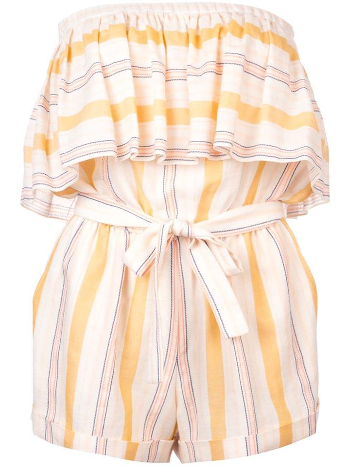 Lemlem Zeritu Strapless Ruffle Romper - Yellow