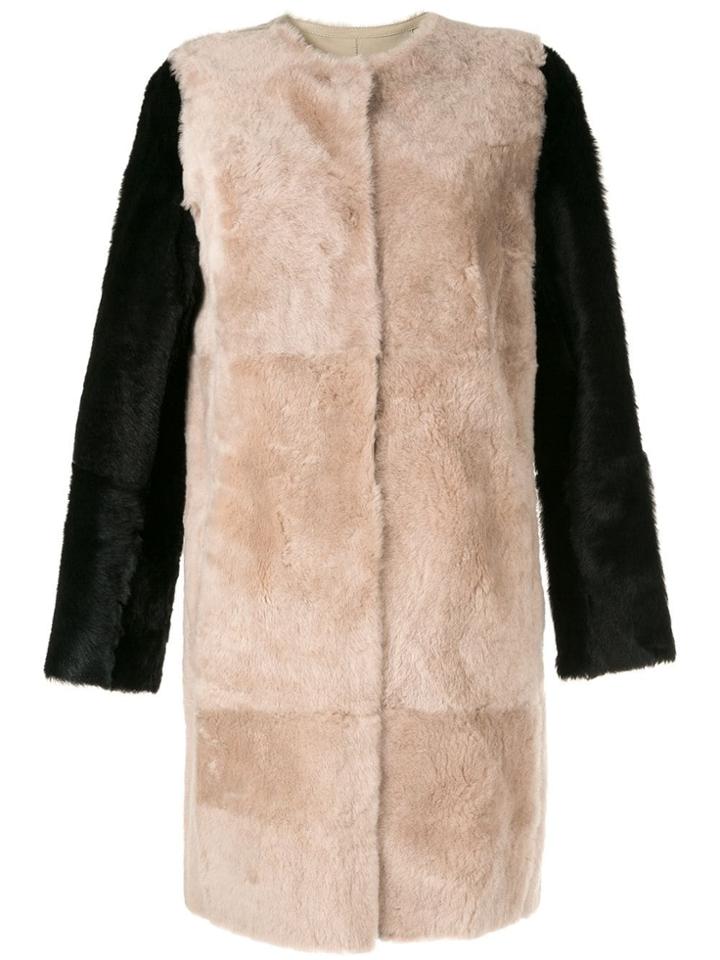 Yves Salomon Colour-block Coat - Brown