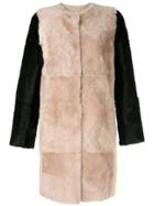 Yves Salomon Colour-block Coat - Brown
