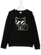 Karl Lagerfeld Kids Teen Choupette Print Sweatshirt - Black